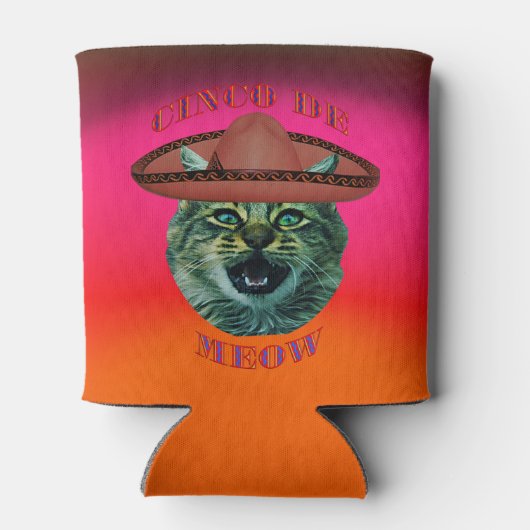 Cinco de Meow Gray Cat Cinco de Mayo Mexico Blikjeskoeler (Achterkant)