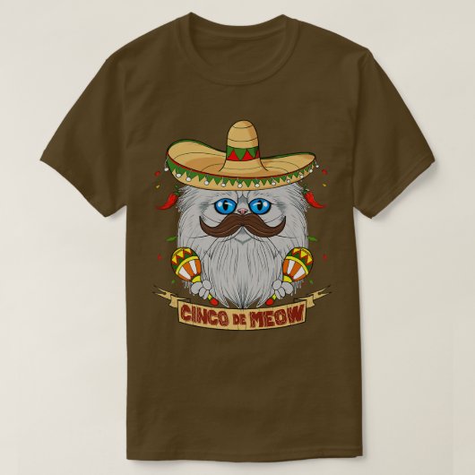 Cinco de Meow I Sombrero Cat I Cinco de Mayo Persi T-shirt (Design voorkant)