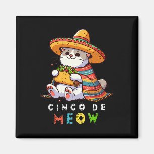 Cinco De Meow Met Lachende Kat Taco En Sombrero Magneet