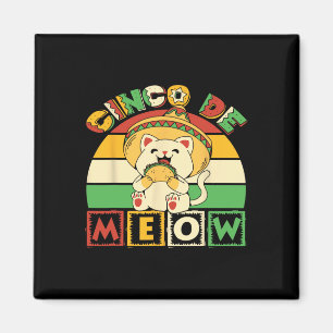 Cinco De Meow T-shirt Met Lachende Kat Taco En Som Magneet