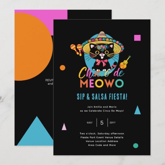 Cinco De Meowo Fun Fiesta Cat Mayo Party Kaart (Voorkant / Achterkant)