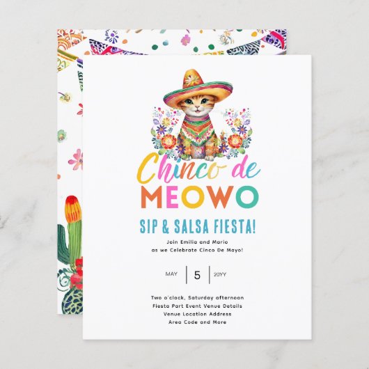 Cinco De Meowo Leuk Cat Fiesta Feestthema (Voorkant / Achterkant)