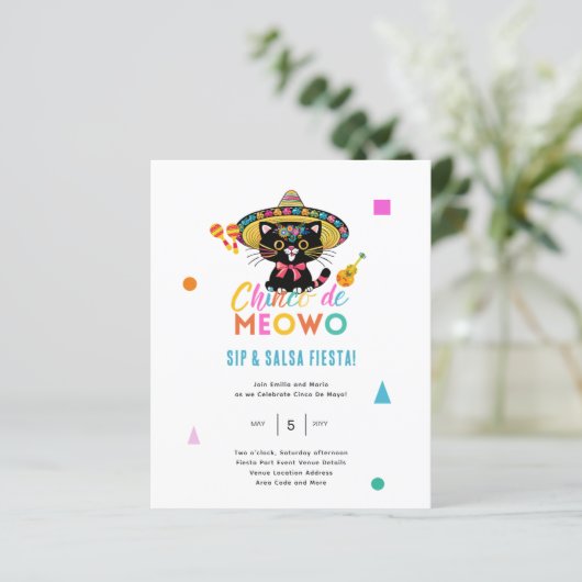 Cinco De Meowo Plezier Feestje 5 mei Kat Thema (Staand voorkant)