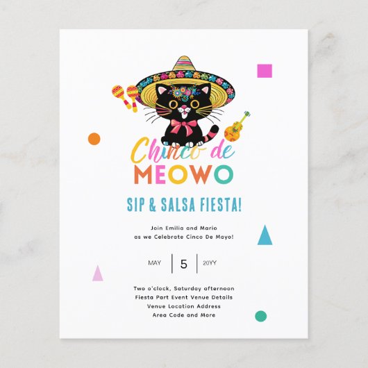 Cinco De Meowo Plezier Feestje 5 mei Kat Thema  (Voorkant)