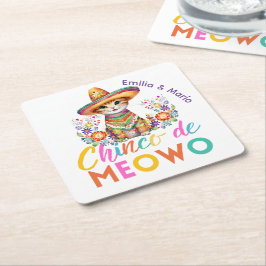 Cinco De Meowo Schattigee Cat Fiesta Party Custom Kartonnen Onderzetters