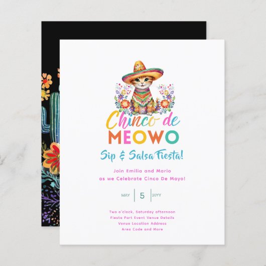 Cinco De Meowo Sla en Salsa Grappig Feest Kat (Voorkant / Achterkant)