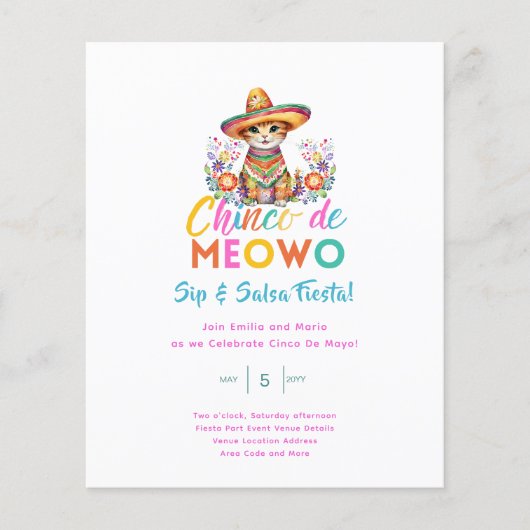 Cinco De Meowo Sla en Salsa Grappig Feest Kat (Voorkant)