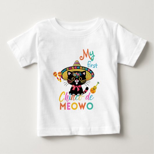 CINCO DE MEOWO T-shirt voor Baby's 1e Cinco De May (Voorkant)