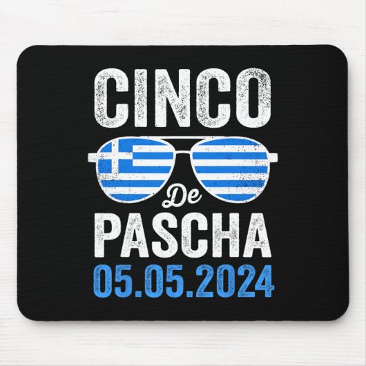 Cinco De Pascha Griekenland Vlag Grappig Grieks Pa Muismat (Voorkant)