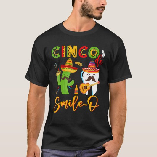 Cinco De Smile O Funny Guitar Tooth Catus Tacos M T-shirt (Voorkant)