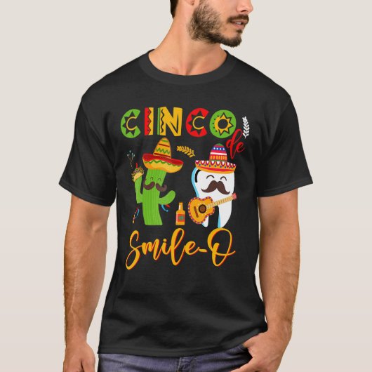 Cinco De Smile O Funny Guitar Tooth Catus Tacos Ma T-shirt (Voorkant)