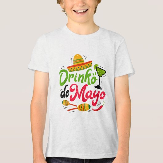 Cinco Drinko de Mayo Mannen Vrouwen Drink Tequila  Tri-Blend Shirt (Voorkant)