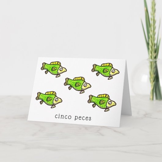 Cinco Peces Fish Feliz Cumpleanos Verjaardagskaart Kaart (Voorkant)