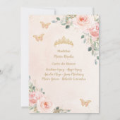 Cincoañera Blush Pink Floral Butterflies Princess Kaart (Achterkant)