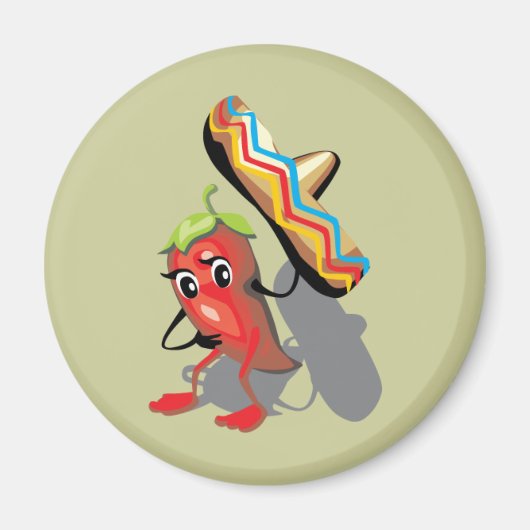 CincoDeMayo-050 RED HOT CHILI PEPPER SOMBRERO PET Magneet (Voorkant)