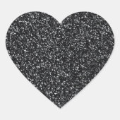 Cinder Black Glitter Hart Sticker (Voorkant)