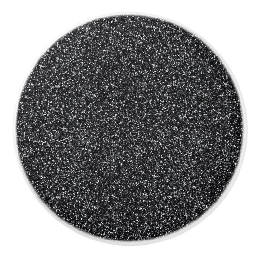 Cinder Black Glitter Keramische Knop (Voorkant)