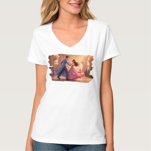 Cinderella and Prince Dancing – Enchanted Ballroom T-shirt (Voorkant)