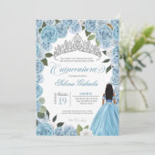 Cinderella Ball Blue Rozen Princess V2 Quinceanera Kaart (Staand voorkant)