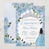Cinderella Ball Blue Rozen Princess V2 Quinceanera Kaart (Voorkant / Achterkant)