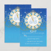 Cinderella bijna middernacht blauwe RSVP-kaart RSVP Kaartje (Voorkant / Achterkant)
