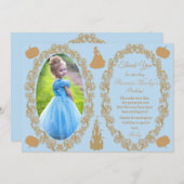 Cinderella Birthday Party Foto bedankt Kaart (Voorkant / Achterkant)