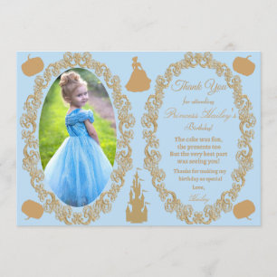 Cinderella Birthday Party Foto bedankt Kaart