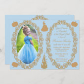 Cinderella Birthday Party Photo Invitation Kaart (Voorkant / Achterkant)