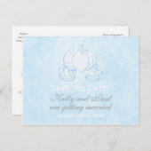 Cinderella Blue Carriage Sprookjesachtig Briefkaar Aankondigingskaart (Voorkant / Achterkant)