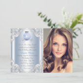 Cinderella Blue Princess Quinceanera Kaart (Staand voorkant)