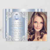 Cinderella Blue Princess Quinceanera Kaart (Voorkant / Achterkant)