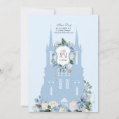 Cinderella Blue Silver Royal Princess Quinceanera Kaart (Achterkant)