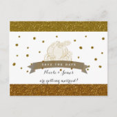 Cinderella Carriage Gold Glitter Bewaar de datum Aankondigingskaart (Voorkant)