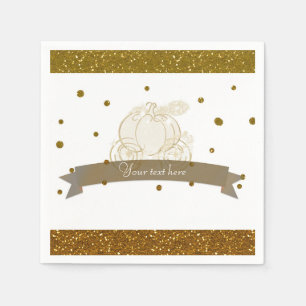 Cinderella Carriage Gold Glitter Stippen Party Ser Servet