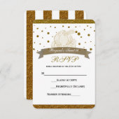 Cinderella Carriage Gold Glitter Stippen RSVP-kaar RSVP Kaartje (Voorkant / Achterkant)