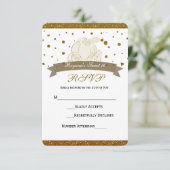 Cinderella Carriage Gold Glitter Stippen RSVP-kaar RSVP Kaartje (Staand voorkant)