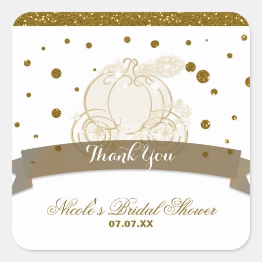 Cinderella Carriage Gold Glitter Stippen Stickers (Voorkant)
