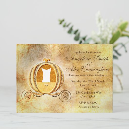  Cinderella Carriage Princess Invitation Kaart (Staand voorkant)