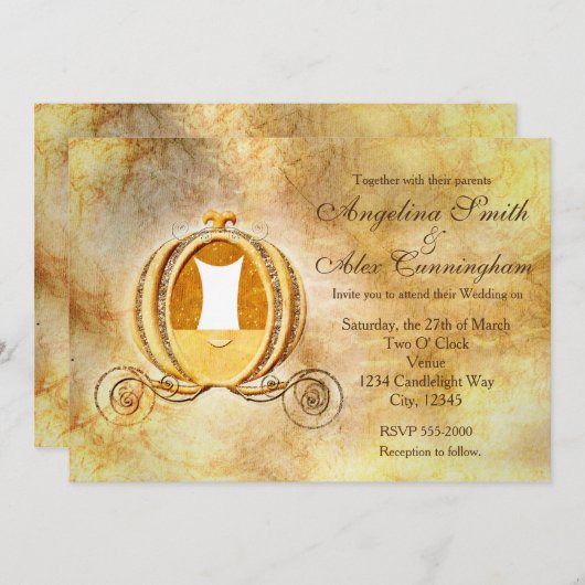  Cinderella Carriage Princess Invitation Kaart (Voorkant / Achterkant)