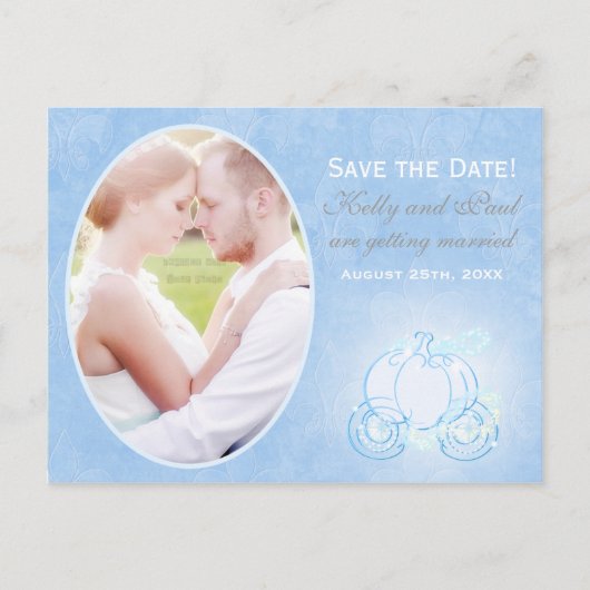 Cinderella Carriage Wedding Date Foto Briefkaart (Voorkant)