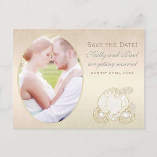 Cinderella Carriage Wedding Date Foto Briefkaart (Voorkant)