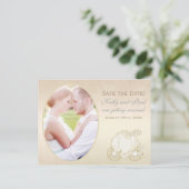 Cinderella Carriage Wedding Date Foto Briefkaart (Staand voorkant)
