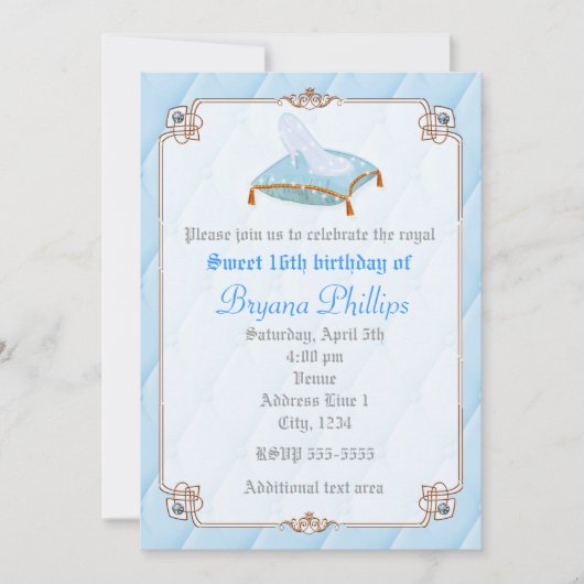 Cinderella Elegant Chic Princess Royal Invitation Kaart (Voorkant)