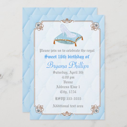 Cinderella Elegant Chic Princess Royal Invitation Kaart (Voorkant / Achterkant)