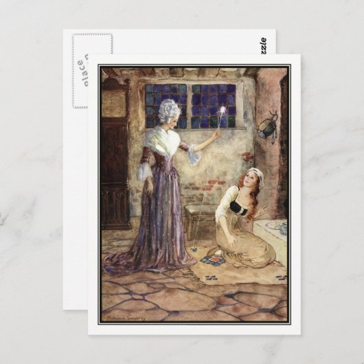 Cinderella en Fairy Godmoeder - Millicent Sowerby Briefkaart (Voorkant / Achterkant)