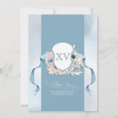 Cinderella Fairy Tale Blue Pink Floral Quinceanera Kaart (Achterkant)