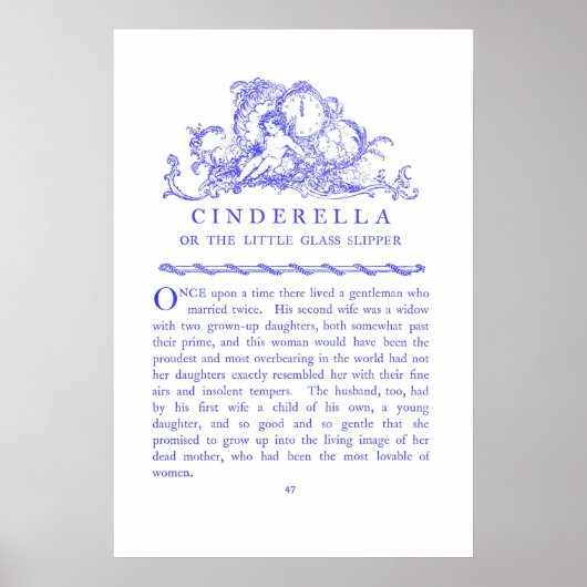 Cinderella Fairy Tale Book Blue Poster (Voorkant)