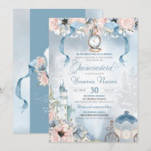 Cinderella Fairy Tale Light Blue Pink Quinceanera Kaart (Voorkant / Achterkant)