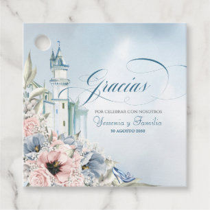 Cinderella Fairy Tale Light Blue Pink Spaans Bedankjes Labels