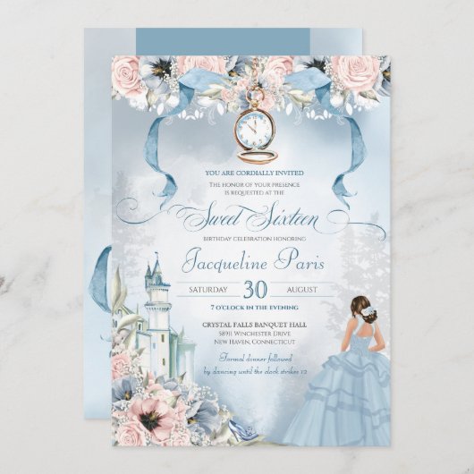Cinderella Fairy Tale Princess Sweet 16 Birthday Kaart (Voorkant / Achterkant)